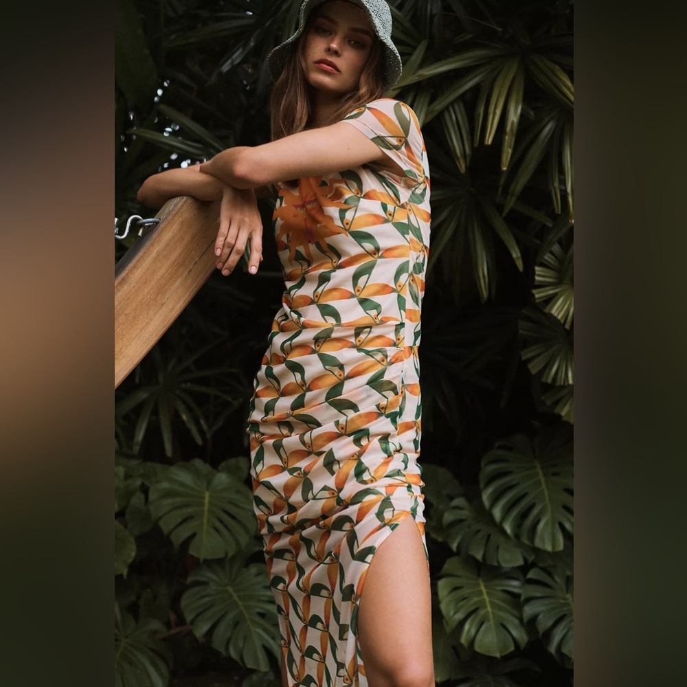 NWT Anthropologie farm Rio printed midi dress summer vacation - Picture 2 of 12